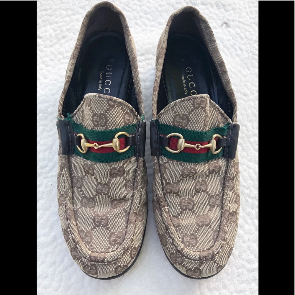 Vintage GUCCI GG logo horsebit loafers drivers 8